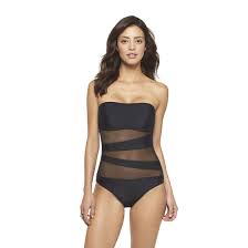 Mesh Inset Microgoddess Bandeau One Piece Swimsu Target Bandeau One Piece Swimsuit One Piece Swimsuit One Piece