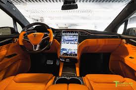 Black Tesla Model X P100d T Largo Limited Edition With Lamborghini Orange Interior By T Sportline Tesla Model X Tesla Suv Tesla Model