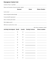 Emergency Contact List Template Contact List Emergency Contact List List Template