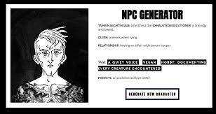 For example, dungeons & dragons® is a trademarks of wizards of the coast. Npc Generator By Theunburnedwitch