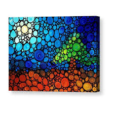 A Day To Remember Mosaic Landscape By Sharon Cummings Canvas Print Canvas Art By Sharon Cummings In 2020 Colorful Landscape Paintings Mosaic Wood Wall Art