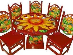 Carved Hand Painted Mexican Table Sets Mexican Home Decor Rustic Mexican Furniture Mexican Furniture