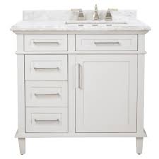 74.75 high x 19.625 wide x 16.5 deep. Home Decorators Collection Sonoma 36 In W X 22 In D Bath Vanity In White With Carrara Marble Top With White Sinks 8105100410 The Home Depot White Vanity Bathroom Home Depot