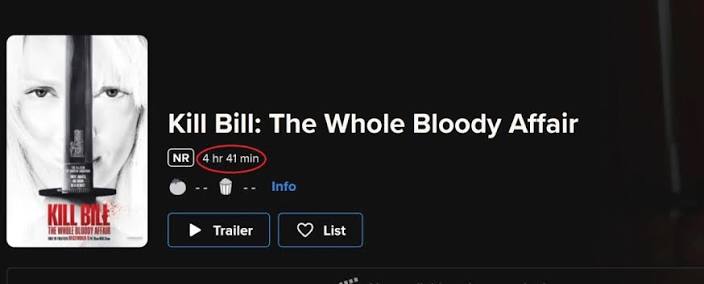 Kill Bill: The Whole Bloody Affair' is Actually 4 Hours 41 Minutes? — World  of Reel