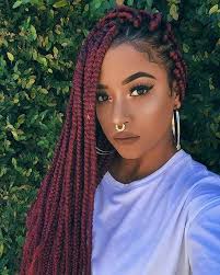 Black Box Braids With Color Dark Red Box Braids Box Braids Hairstyles Box Braids Styling Red Box Braids