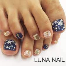 冬 クリスマス パーティー デート フット luna nail 133162のネイルデザイン no 1853506 ネイルブック ネイル フットネイル クリスマス 雪の結晶 フットネイル