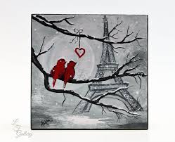 Love Birds On A Wire Painting Popular Items For Lovebirds Painting On Etsy Original Canvas Painting Canvas Art Love Birds Painting