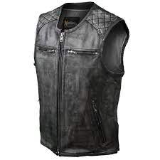 Xelement Urban Armor Men S Thick Grey Quilted Shoulder Leather Motorcycle Vest Xelement Bikervest Motorcycle Leather Vest Leather Vest Motorcycle Vest