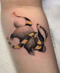 Hufflepuff Badger Tattoo By Derek Deline Hogwarts Harry Potter Inspired Ink Follow For Daily Tattoo Inspiration Badger Tattoo Tattoos I Tattoo