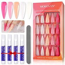 Spice up your look with diy nail tips from alibaba.com. Amazon Com Morovan 240 Pieces Long Press On Nails Coffin False Nails With Glue And Nail File Acrylic Nails Press On Colored Artificial Fake Nail Kit For Women Girls Diy Nail Tips