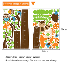Us 8 92 20 Off Cartoon Animals Squirrel Height Scale Tree Height Measure Wall Sticker For Kids Rooms Growth Chart Nursery Room Decor Wall Art In