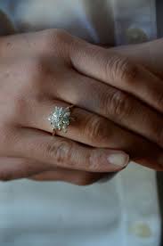 Cubic Zirconia Ring Engagement Ring Vintage Gold Flower Star Shape 60 Vintage Gold Engagement Rings Vintage Engagement Rings Cubic Zirconia Engagement Rings