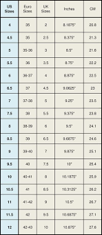 White Mountain Size Chart For Me Shoe Size Chart
