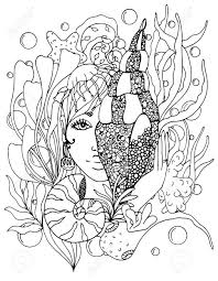 Practice and improve your drawing by tracing over video clips. Vector Illustration Zentangl Girl With Shell In The Ocean Doodle Royalty Free Cliparts Vectors And Stock Illustration Image 73416026