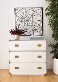 White Campaign Chest Details Like Recessed Metal Handles And Corner Brackets In Matte Gold A Furniture Rustic Living Room Furniture Pallet Furniture Wardrobe
