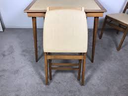 Portable folding tables and chairs at lowe's. Vintage Mid Century Stakmore Card Table 32w X 28h With 2 Stakmore Folding Cane Back Chairs