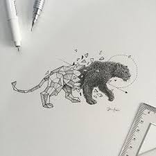 Black And White Geometric Animal Drawings Geometric Beasts Black Panther Geometric Animal Tattoo Leopard Tattoos Geometric Animals