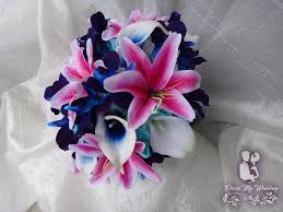Our artificial flowers and plants are available for delivery in perth, sydney, melbourne, brisbane, adelaide, darwin, hobart, and everywhere in between! Dress My Wedding Fuchsia Tiger Lily Blue Galaxy Orchid Bouquet Aurora
