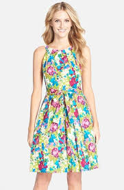 Chetta B Floral Print Cotton Fit Flare Dress Nordstrom Dresses Flare Dress Fit Flare Dress