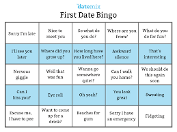 Coming on too strong means a potential relationship is more likely to go boom and then bust. First Date Bingo 25 Squares And What They Mean