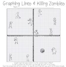 The first part of worksheets require students to plot the points on the graph, draw the line and identify the type of slope. Graphing Lines And Killing Zombies Worksheet Answers Fun Zombie Graphing Worksheet 5th 6th 7th Middle School Graphing Lines And Killing Zombies Graphing In Slope Intercept Form Activity
