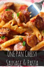 One Pan Cheesy Smoked Sausage Pasta Recipe Budget Savvy Diva Recipe Sausage Dishes Sausage Pasta Recipes Smoked Sausage Recipes Pasta