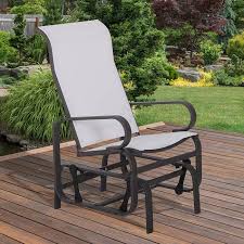 Dalke Metal Mesh Fabric Single Outdoor Patio Glider Rocking Chair Patio Glider Glider Rocking Chair Porch Rocker
