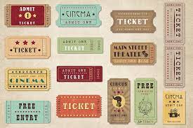 Retro Tickets Clipart Vintage Show Circus Cinema Theatre Movie And Entertainment Clip Art Clip Art Vintage Clip Art Vintage Ticket