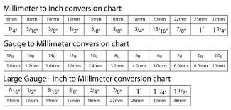 wire gauge chart lip piercing jewelry piercing chart