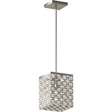Volume Lighting 1 Light Indoor Brushed Nickel Square Rectangle Downrod Mini Pendant Sparkling Bejeweled Glass Diamond Jewel Crystals V5211 33 The Home Depot