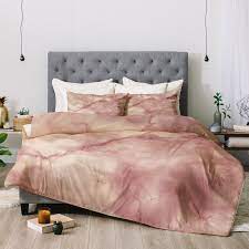 An adorable rainbow and gold metallic star print adorns the pink comforter and 2 shams (1 in twin/twinxl) for a cute and playful look. Chelsea Victoria Rose Gold Marble Comforter By Deny Designs Walmart Com Walmart Com