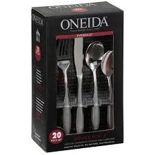 This oneida flatware set contains 8 dinner knives, 8 dinner forks, 8 salad forks, 8 dinner spoons, 8 teaspoons, 1 serving spoon, 1 pierced serving spoon, 1 sugar spoon, 1 butter oneida boutonniere 45 piece everyday flatware set 18/0, multi. Oneida Everdale Flatware Set 20 Piece Walmart Com Walmart Com