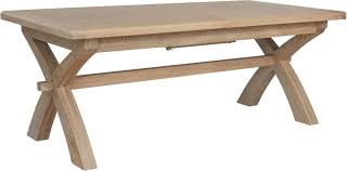 Desktop made of 25 mm. Hatton Oak Cross Leg 200cm 250cm Extending Dining Table Cfs Furniture Uk