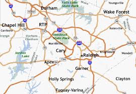 Map Of Raleigh And Surrounding Areas With Estimated Triangle Commute Times Morrisville North Carolina Raleigh Holly Springs