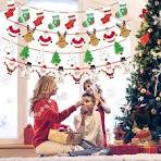 Premium Reusable Christmas Bunting - Santa And Reindeer Christmas Banner,  Hanging Xmas Decorations For Indoors, Paper Xmas Wall, Banister, Fireplace,  ...