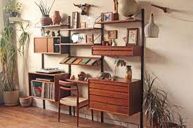 image result for leaning desk mid century modern shelves furniture in living room oak beam above wood burner