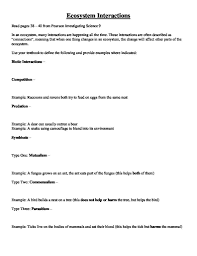 Ecosystem Interactions And Population Characteristics Worksheet Literal Equations Scientific Notation Word Problems Chemistry Worksheets