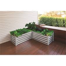 Birdies Raised Garden Beds Bunnings The Organic Garden Co 150 X 150 X 41cm Zincalume L Shape Raised Garden Bed Garden Beds Raised Garden Beds Raised Garden