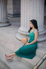 Emerald Pleated Ombre Dress Color Chic