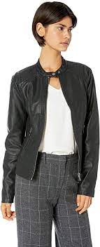 Sebby Collection Women S Faux Leather Jacket With Moto Details And Front Zip Pockets At Amazon Wom Faux Leather Jacket Women Leather Jacket Womens Faux Leather