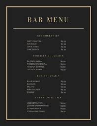 Download Black And Gold Elegant Cocktail Menu Cafe Menu Design Menu Design Template Coffee Shop Menu