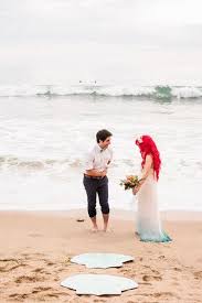 Hipster Ariel Marries Eric In This Fantasy Beach Wedding Little Mermaid Wedding Hipster Ariel Ariel Wedding