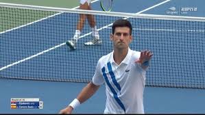 A line judge who was hit in the throat by a stray ball struck by novak djokovic at the us open has one person wrote: Novak Djokovic Disqualified From Us Open After Inadvertently Hitting Line Judge With Ball Abc News