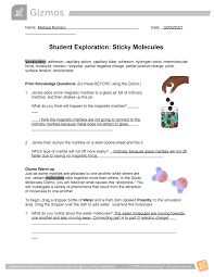 Explore learning dna gizmo answer key building dna explore learning gizmo answer key september is a great time to work on basic lab skills, but this can be hard to do during remote instruction. Sticky Molecules Sehandin Studocu