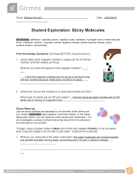 Create different mixtures of polar and nonpolar molecules to explore the intermolecular forces. Sticky Molecules Sehandin Studocu