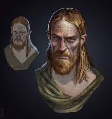 Medieval Man Akim Kaliberda Male Face Drawing Man Illustration Concept Art Characters