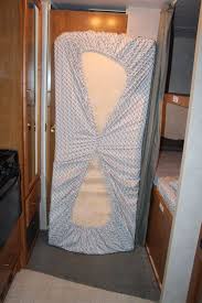 Rv Bunk Mattress With Twin Sheets Just Sew About 3 Or 4 Inches Of The Sheet Together In The Center And Then Stretch It Over Camper Trailers Camper Rv Camping