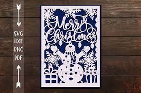 Diy christmas cards are a great way to send a thoughtful note during the holidays. Merry Christmas Card Papercut Svg Laser Cut Cricut Template By Kartcreation Thehungryjpeg Com
