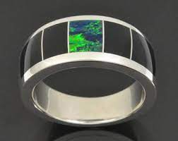 Lab Opal Ring With Black Onyx Inlaid In Sterling Silver Black Onyx Wedding Ring For Men Lab Created Opal Band Opal Band Mens Wedding Rings Mens Wedding Bands