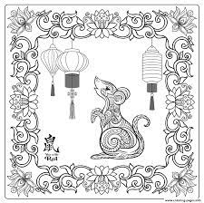 Printable 2020 new year zentangle inspired style zen coloring page. Chinese New Year Symbols Year Rat 2020 To Color Coloring Pages Printable
